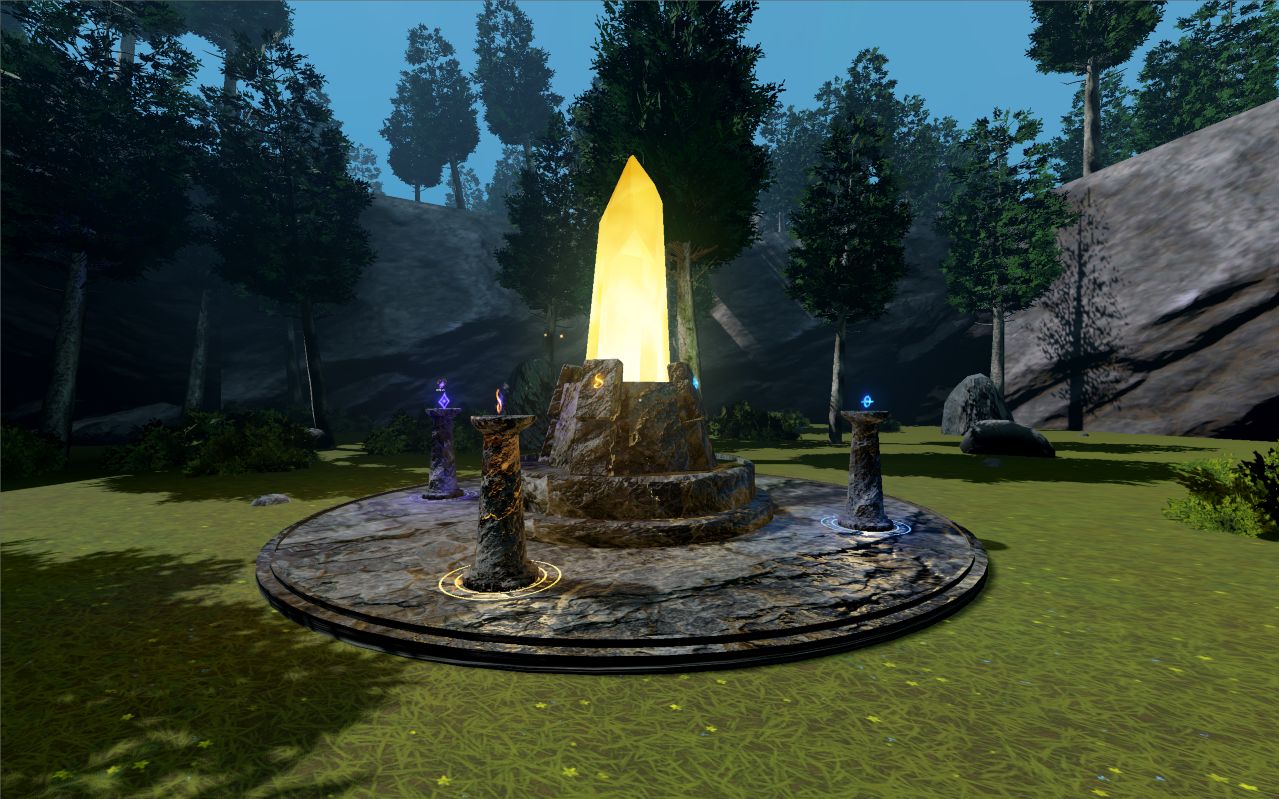 Large magical pillar structure with glyph slots